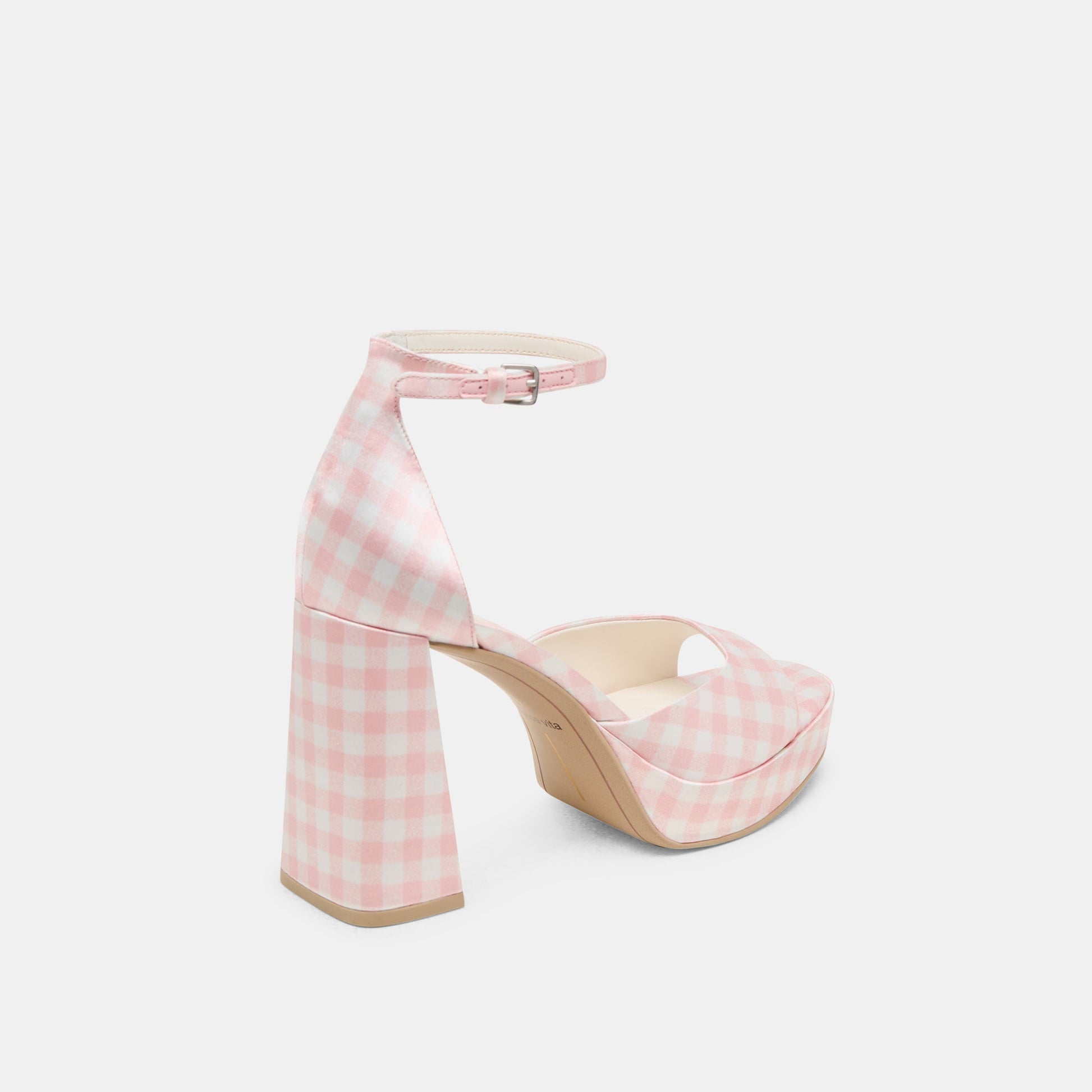 Reyes X Byrdie Golf Pink Plaid Gingham Heels - Dolce Vita