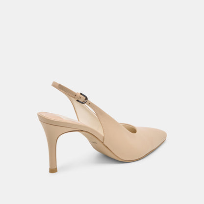 Elasi Beige Crinkle Patent Heels - Dolce Vita