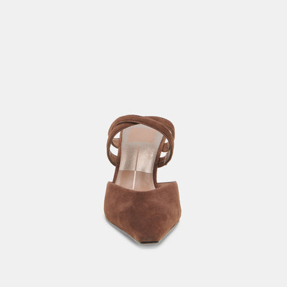 Linore Dk Brown Suede Heels - Dolce Vita