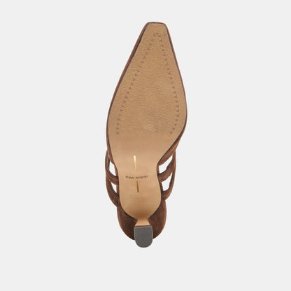 Linore Dk Brown Suede Heels - Dolce Vita