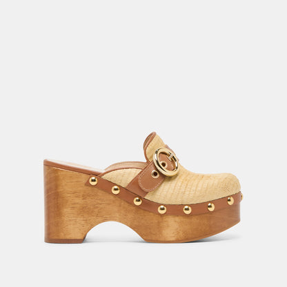 Debrah Lt Natural Raffia Clogs - Dolce Vita