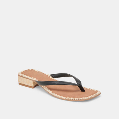 BARTY SANDALS BLACK LEATHER - Dolce Vita
