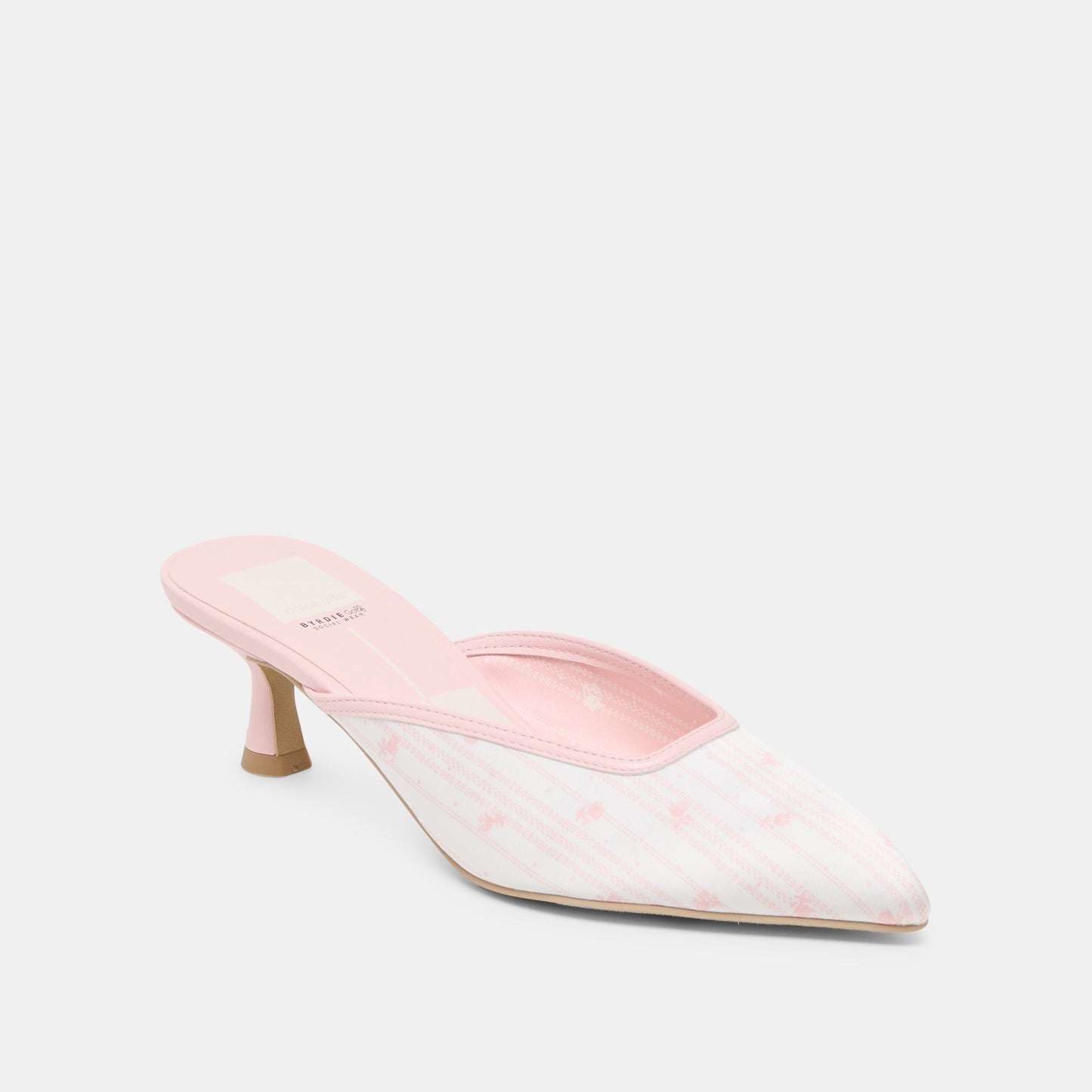 Cleo X Byrdie Gold Pink Floral Satin Heels - Dolce Vita