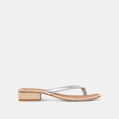 BARTY SANDALS SILVER METALLIC LEATHER - Dolce Vita