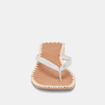 BARTY SANDALS SILVER METALLIC LEATHER - Dolce Vita