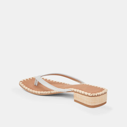 BARTY SANDALS SILVER METALLIC LEATHER - Dolce Vita