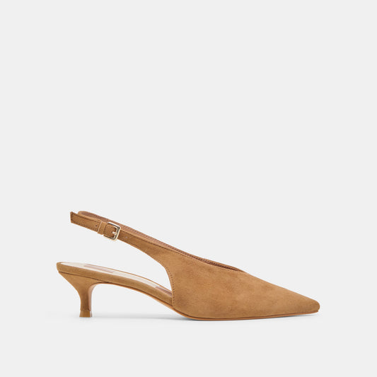 Alenna Lt Brown Suede Heels - Dolce Vita