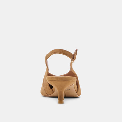 Alenna Lt Brown Suede Heels - Dolce Vita