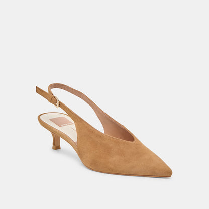 Alenna Lt Brown Suede Heels - Dolce Vita