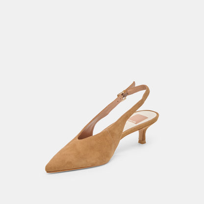 Alenna Lt Brown Suede Heels - Dolce Vita