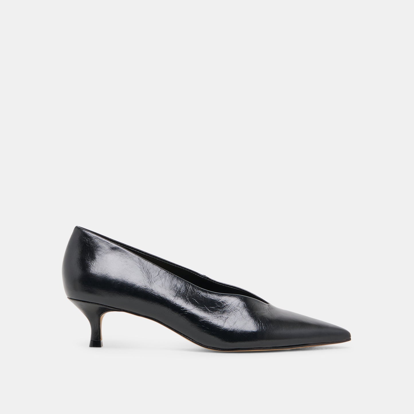 ALWYN HEELS MIDNIGHT CRINKLE PATENT - Dolce Vita