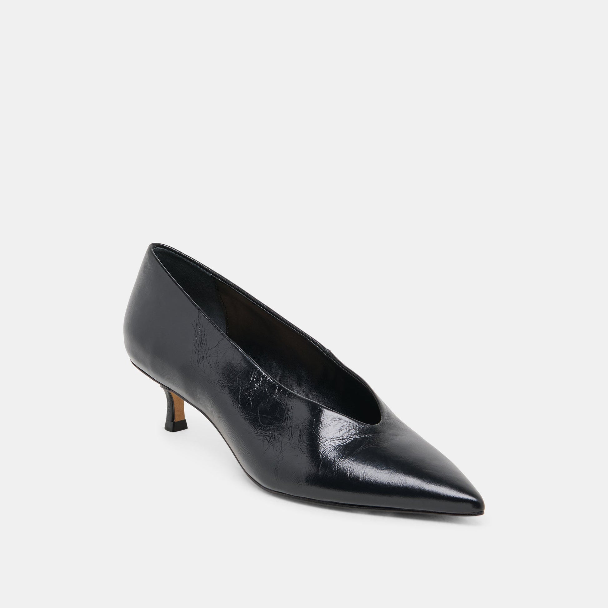 ALWYN HEELS MIDNIGHT CRINKLE PATENT - Dolce Vita