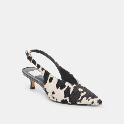 Alenna Black White Taurus Calf Hair Heels - Dolce Vita