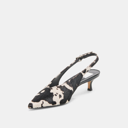 Alenna Black White Taurus Calf Hair Heels - Dolce Vita