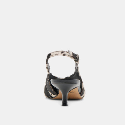 Alenna Black White Taurus Calf Hair Heels - Dolce Vita