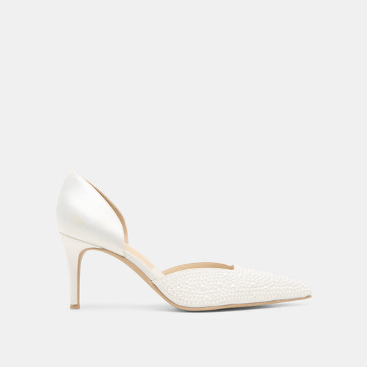 Eloy Pearl Off White Satin Heels - Dolce Vita