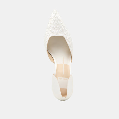 Eloy Pearl Off White Satin Heels - Dolce Vita