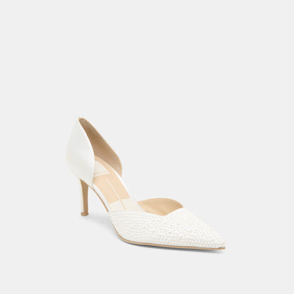 Eloy Pearl Off White Satin Heels - Dolce Vita