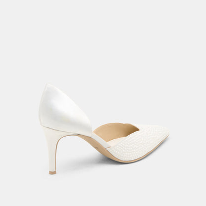 Eloy Pearl Off White Satin Heels - Dolce Vita