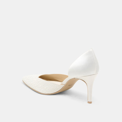 Eloy Pearl Off White Satin Heels - Dolce Vita
