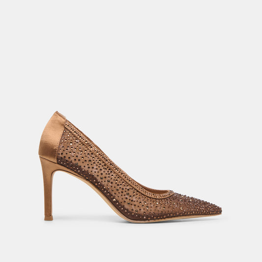 Kashe Crystal Mid Brown Mesh Heels - Dolce Vita