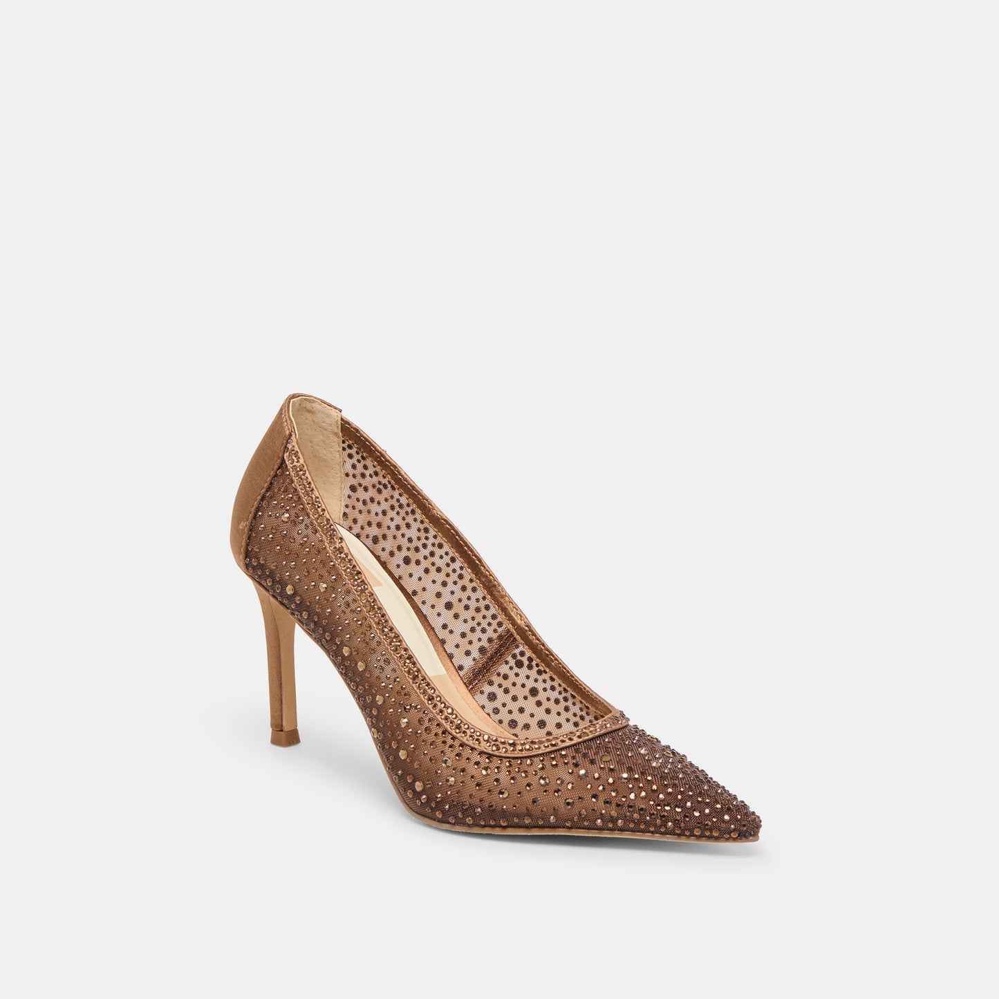 Kashe Crystal Mid Brown Mesh Heels - Dolce Vita