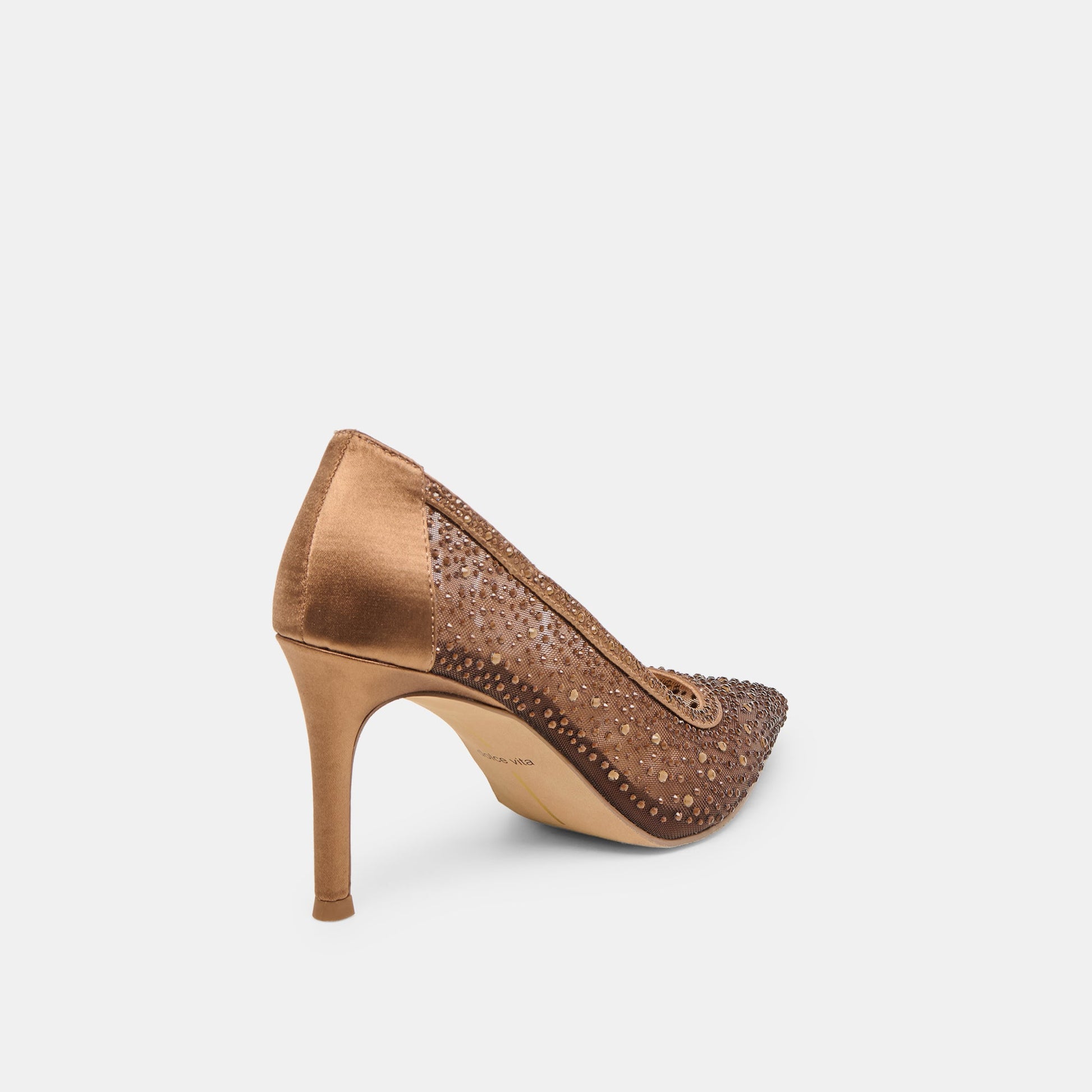 Kashe Crystal Mid Brown Mesh Heels - Dolce Vita