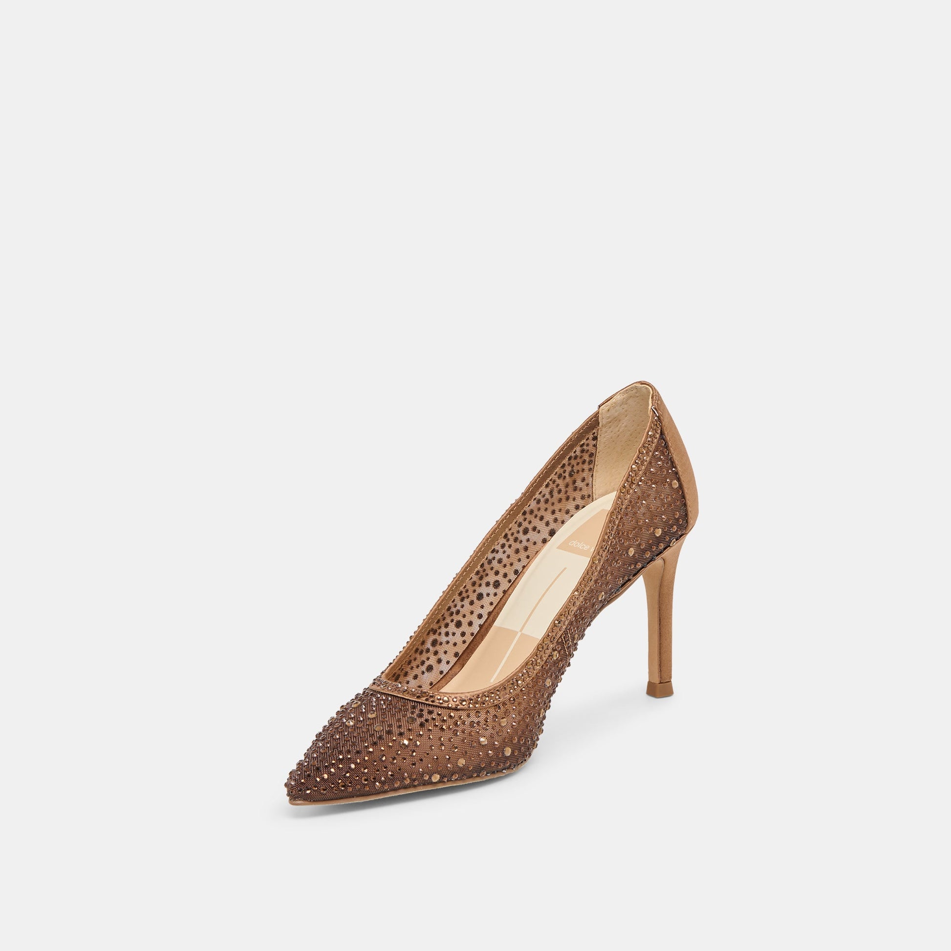Kashe Crystal Mid Brown Mesh Heels - Dolce Vita