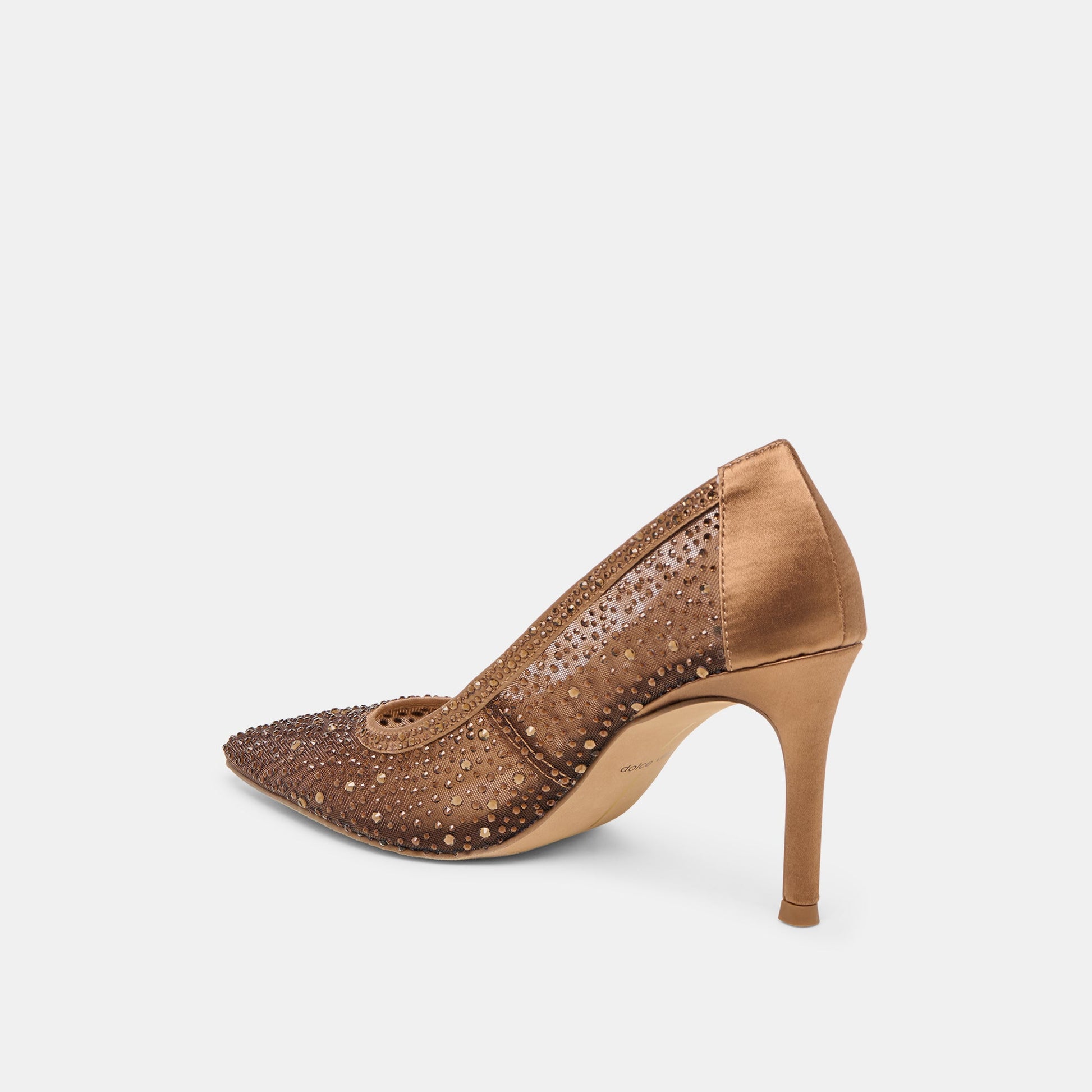 Kashe Crystal Mid Brown Mesh Heels - Dolce Vita