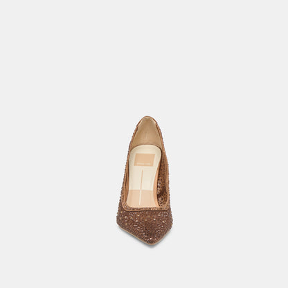 Kashe Crystal Mid Brown Mesh Heels - Dolce Vita