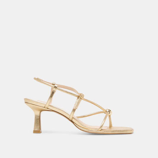Mylee Gold Distressed Leather Heels - Dolce Vita