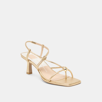 Mylee Gold Distressed Leather Heels - Dolce Vita
