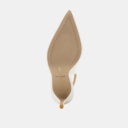 Elasi Pearl Off White Satin Heels - Dolce Vita