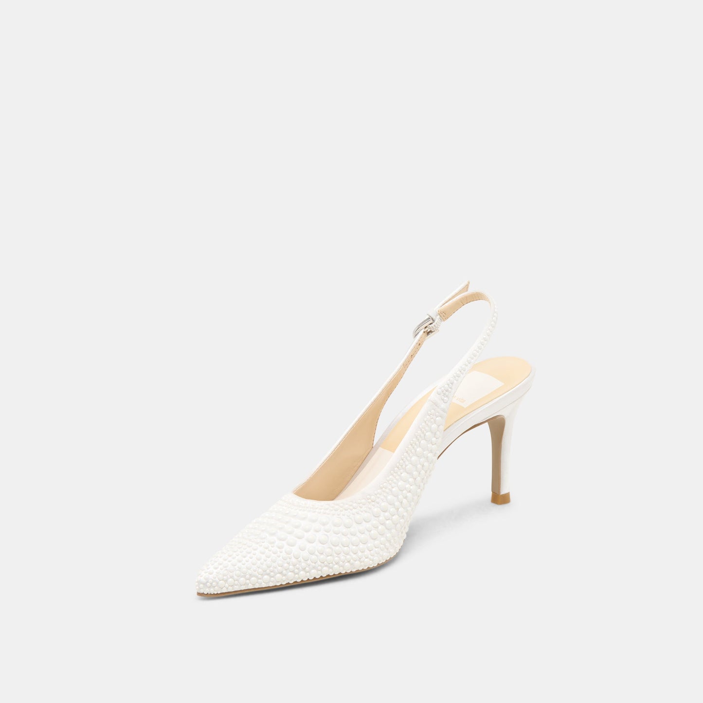 Elasi Pearl Off White Satin Heels - Dolce Vita