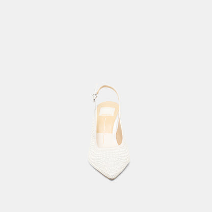 Elasi Pearl Off White Satin Heels - Dolce Vita