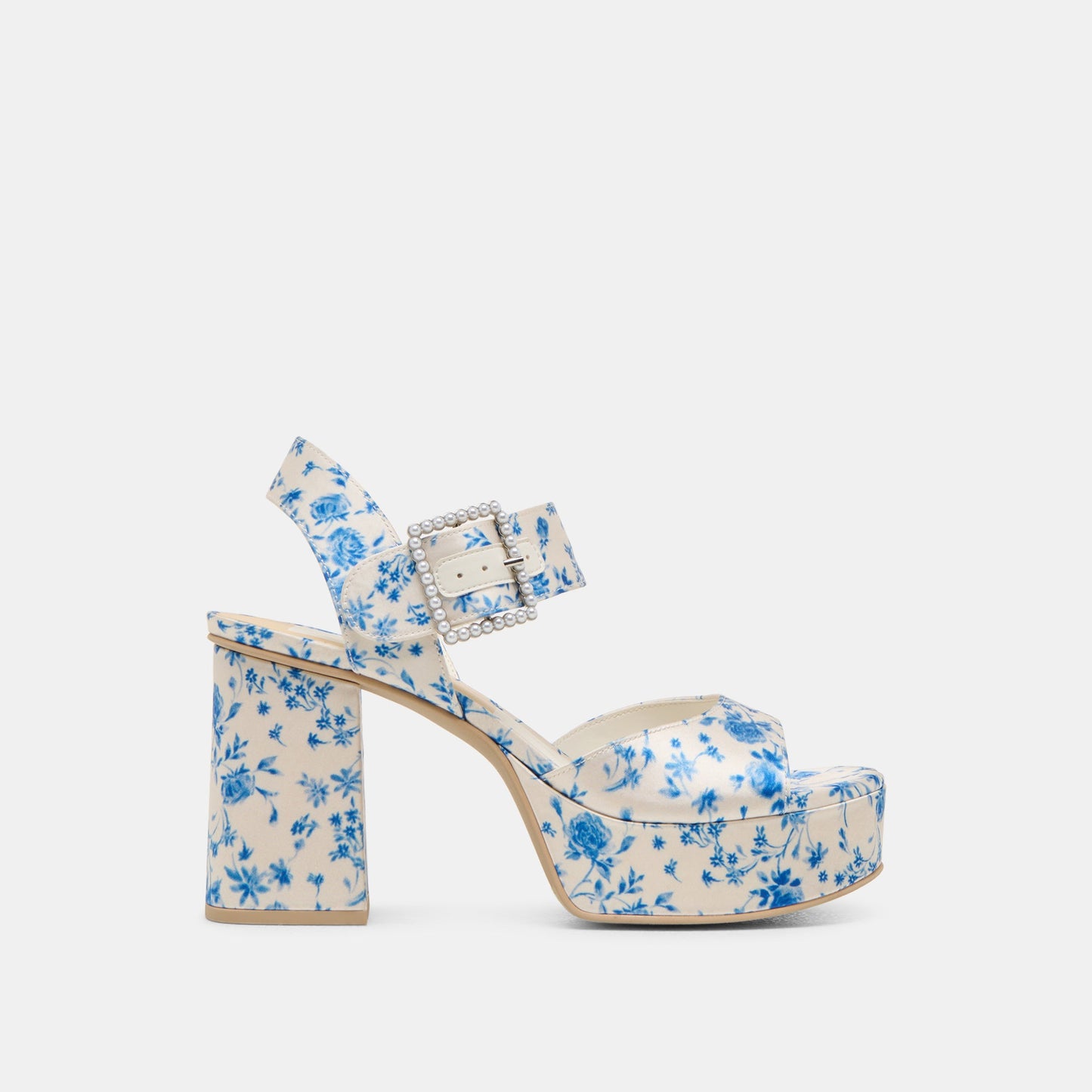 Bobby Pearl Blue Floral Satin Heels - Dolce Vita