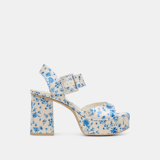Bobby Pearl Blue Floral Satin Heels - Dolce Vita