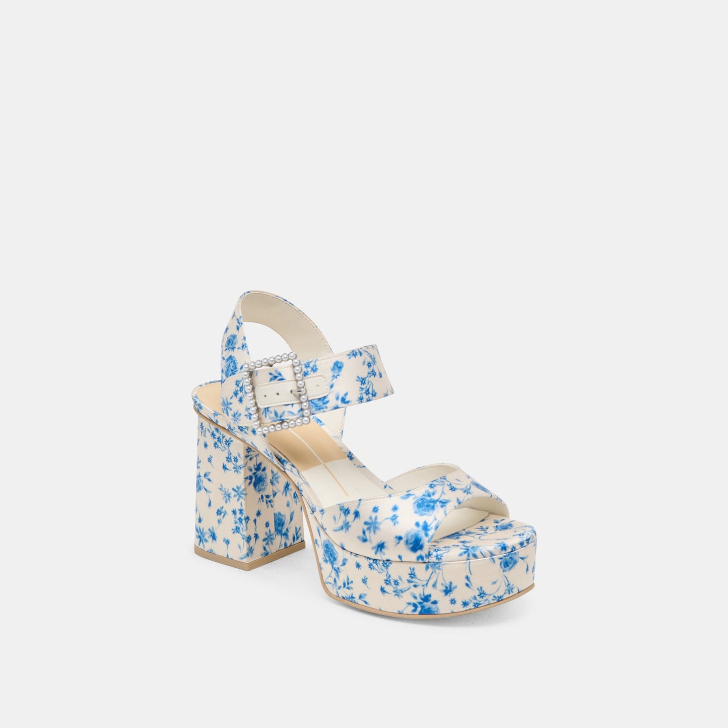 Bobby Pearl Blue Floral Satin Heels - Dolce Vita