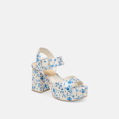 Bobby Pearl Blue Floral Satin Heels - Dolce Vita