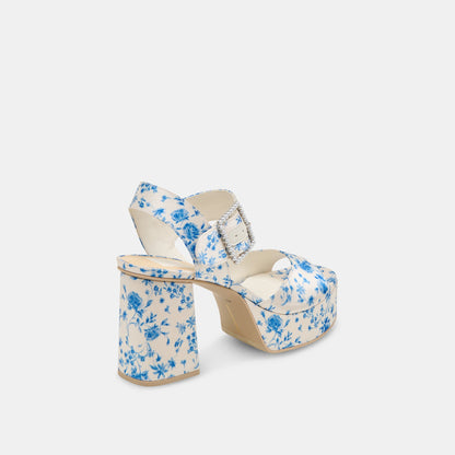 Bobby Pearl Blue Floral Satin Heels - Dolce Vita