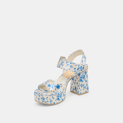 Bobby Pearl Blue Floral Satin Heels - Dolce Vita
