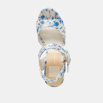 Bobby Pearl Blue Floral Satin Heels - Dolce Vita