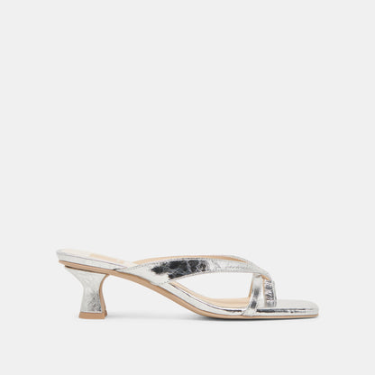 BREVEL HEELS SILVER DISTRESSED LEATHER - Dolce Vita