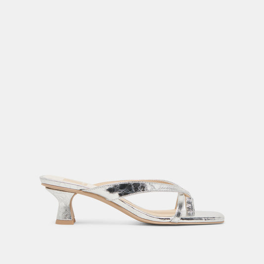 BREVEL HEELS SILVER DISTRESSED LEATHER - Dolce Vita