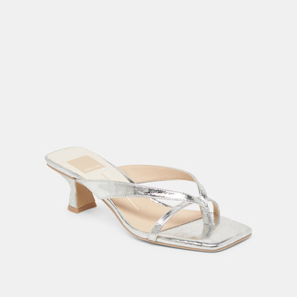 BREVEL HEELS SILVER DISTRESSED LEATHER - Dolce Vita
