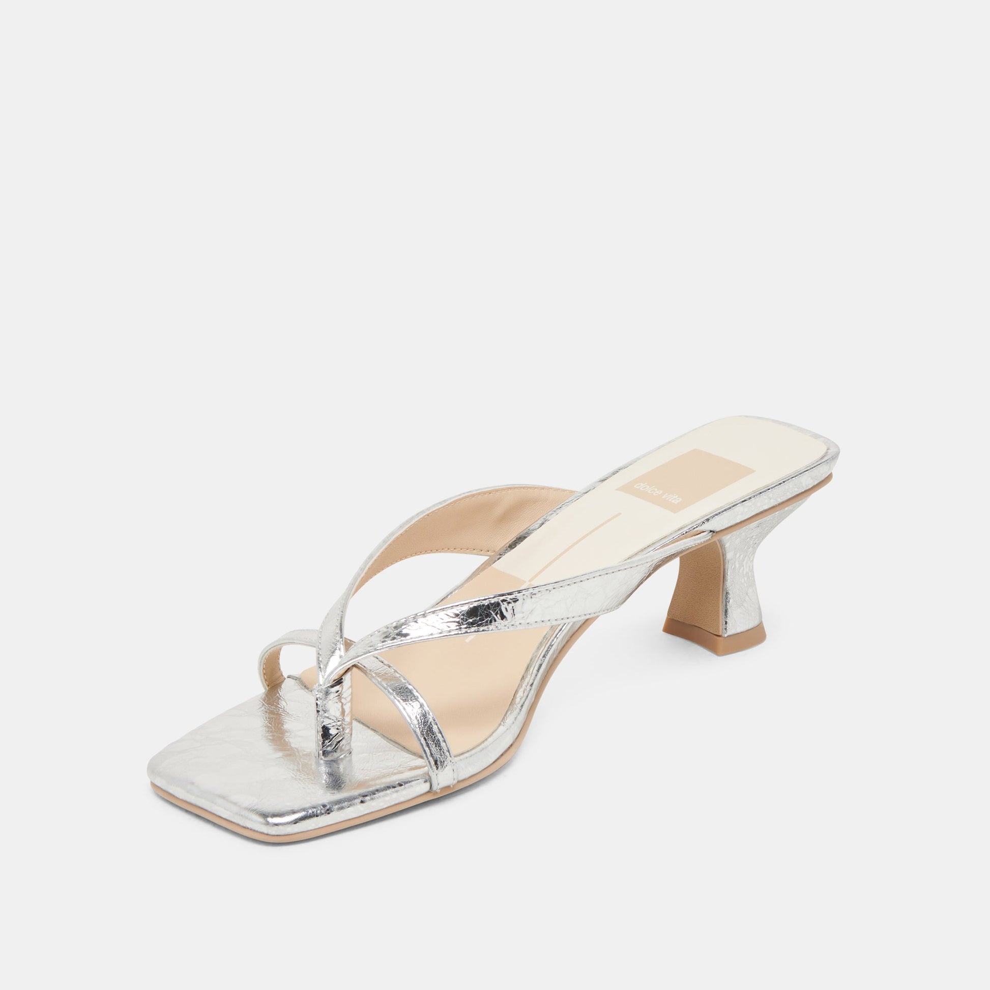 BREVEL HEELS SILVER DISTRESSED LEATHER - Dolce Vita