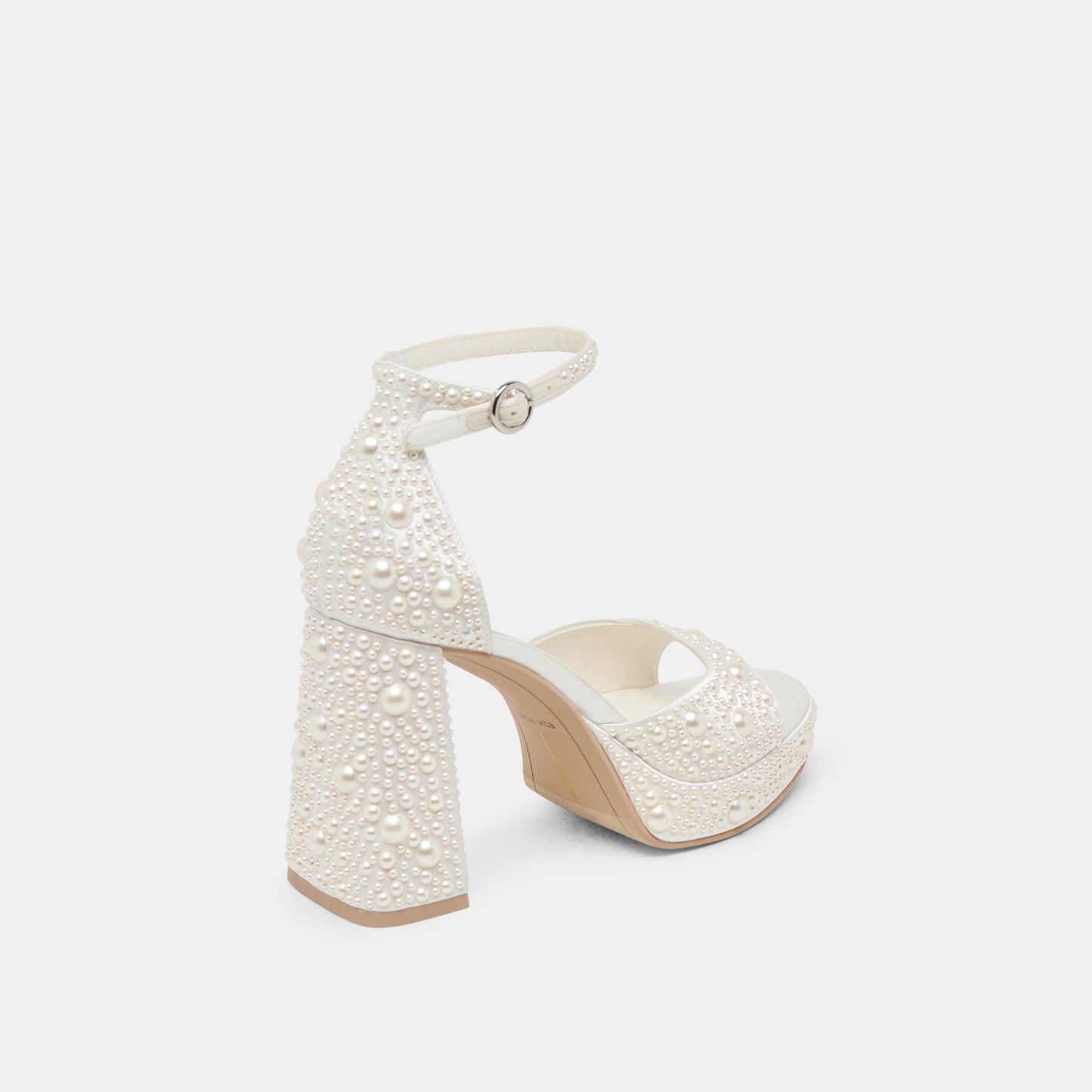 PANDRO PEARL WIDE HEELS TRUE WHITE SATIN - Dolce Vita