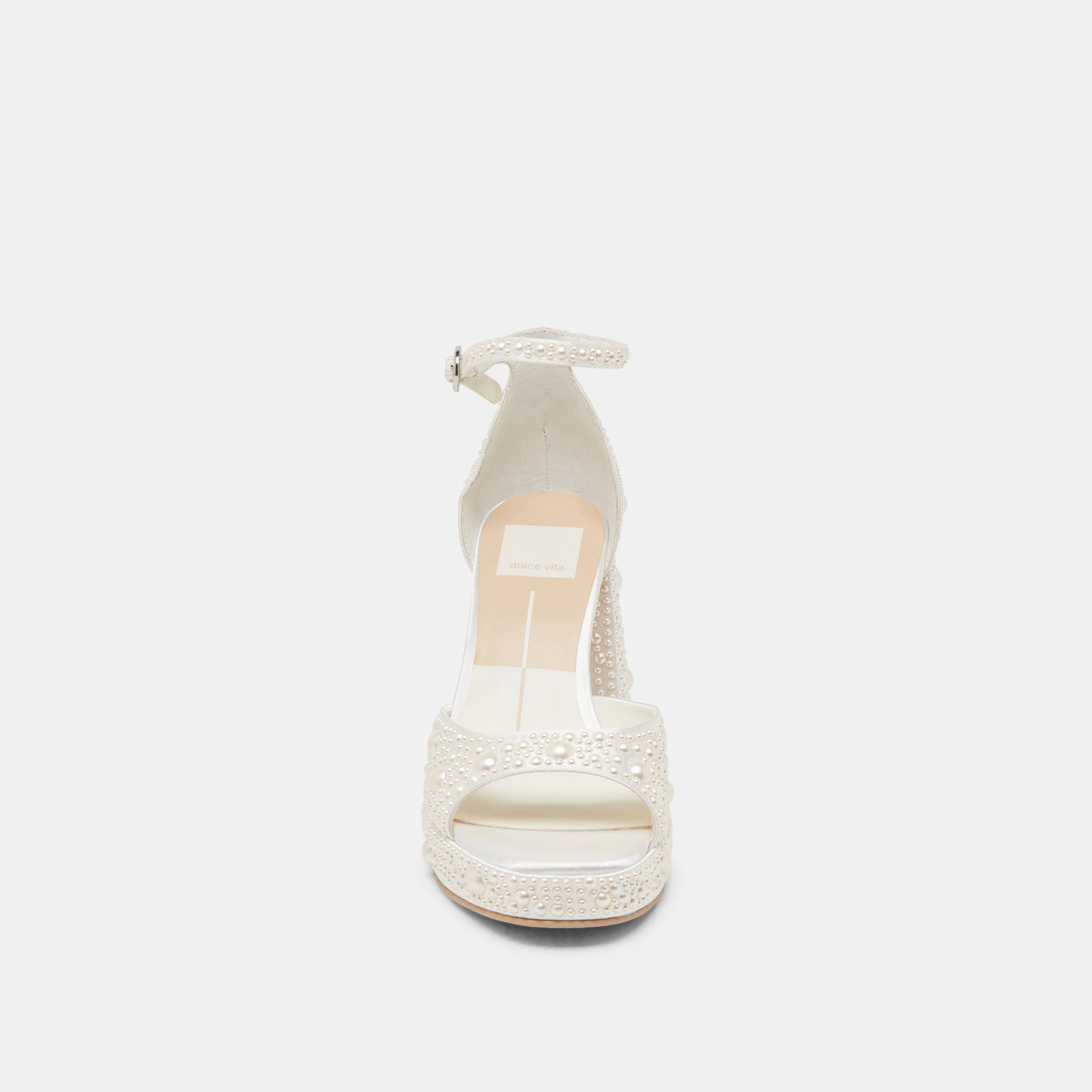 PANDRO PEARL WIDE HEELS TRUE WHITE SATIN - Dolce Vita