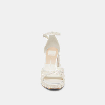 PANDRO PEARL WIDE HEELS TRUE WHITE SATIN - Dolce Vita