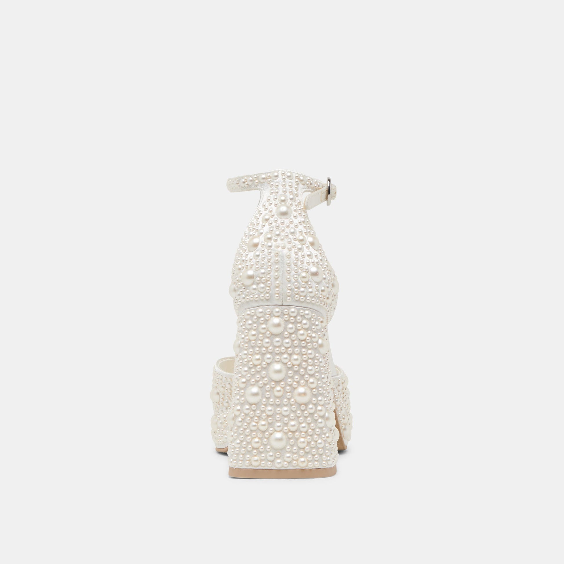 PANDRO PEARL WIDE HEELS TRUE WHITE SATIN - Dolce Vita